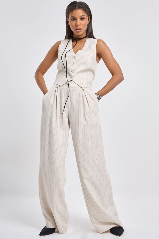 Milk striped straight suit pants