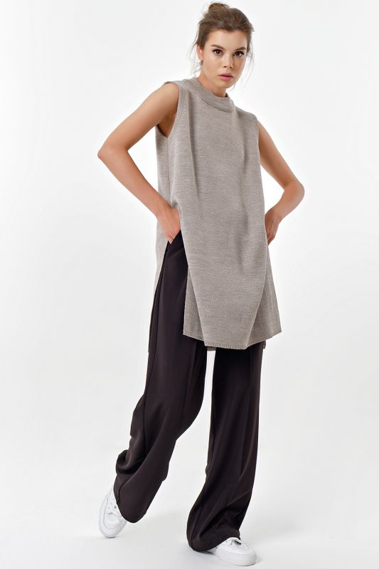 Dress-tunic of free silhouette melange light gray