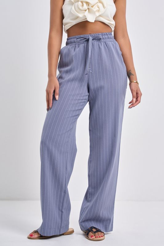 Indigo Striped Cotton Trousers