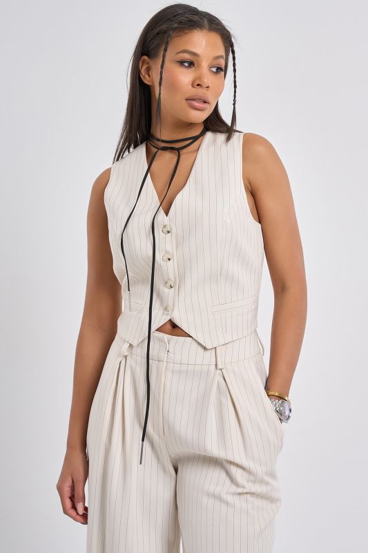 Milk striped suit vest