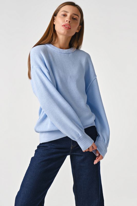 Cotton loose knit sweater blue