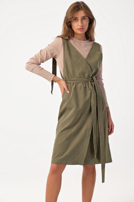 Khaki office flared sundress