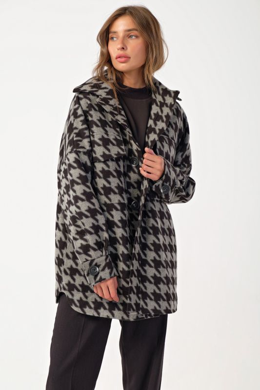 Houndstooth short shirt coat