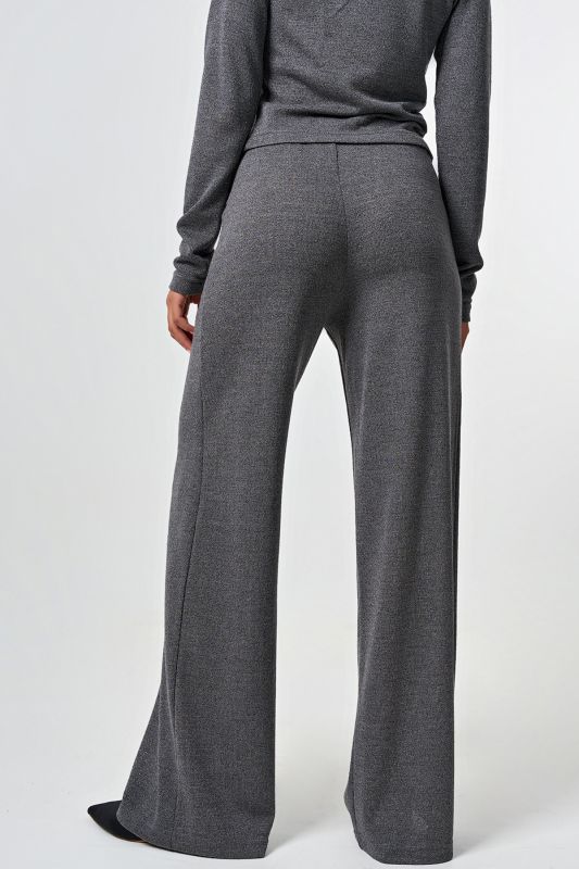 Wide pants made of openwork knit with lurex gray