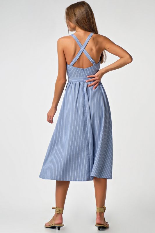 Jeans Striped Cotton Open Back Sundress