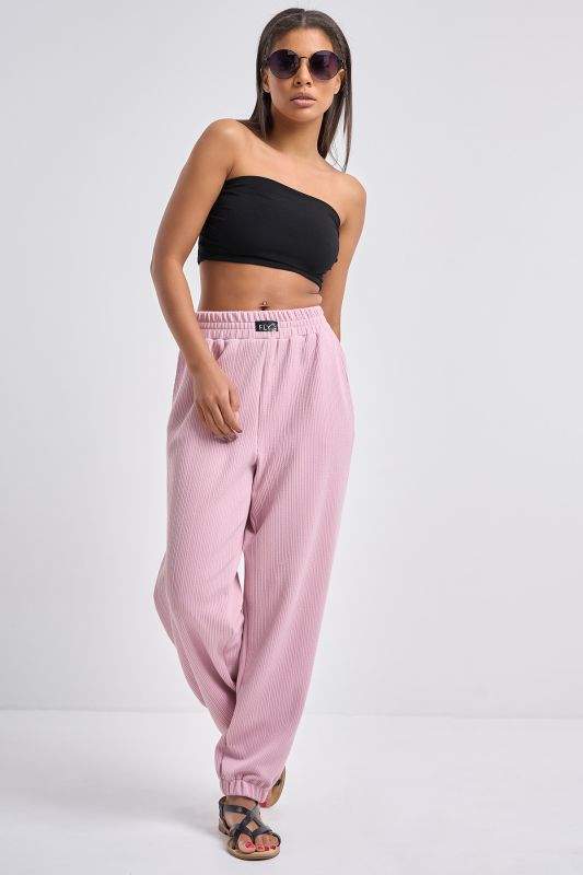 Textured knit pants dusty pink