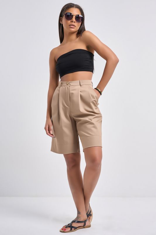 Bermuda shorts of suit fabric light beige