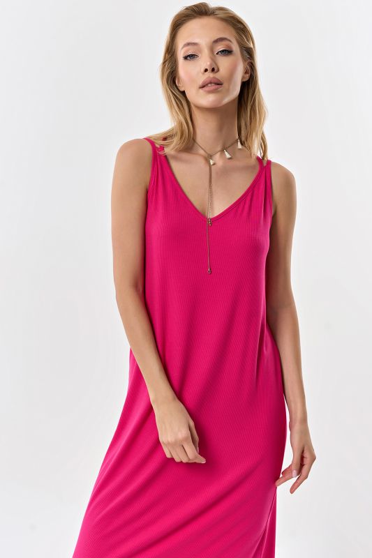 Fuchsia knitted summer midi dress