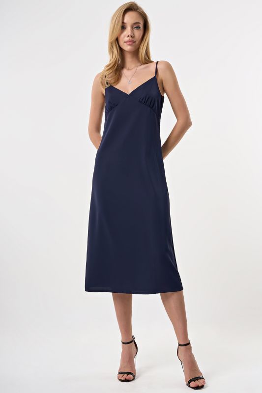 Thin-strapped combination dress in dark blue