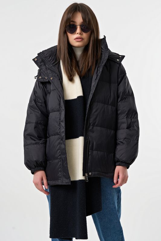 Black straight silhouette down jacket