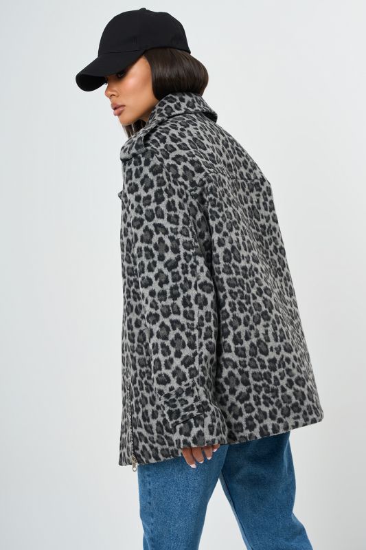 Leopard jacket made of wool overcoat with insulated lining