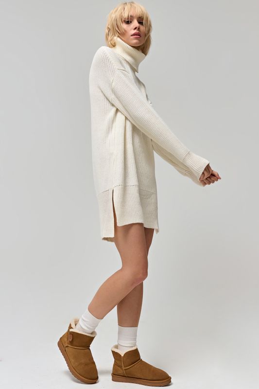 Knitted dress with cotton in composition milk color