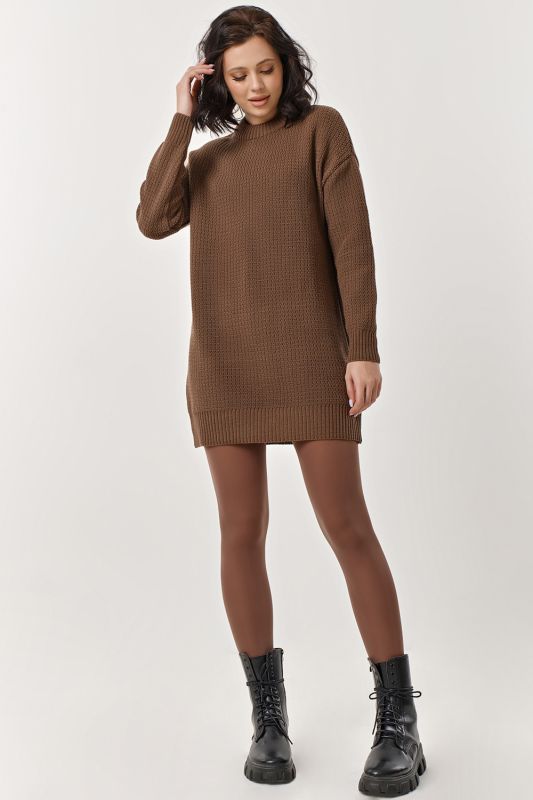 Coffee short wool knitted dress