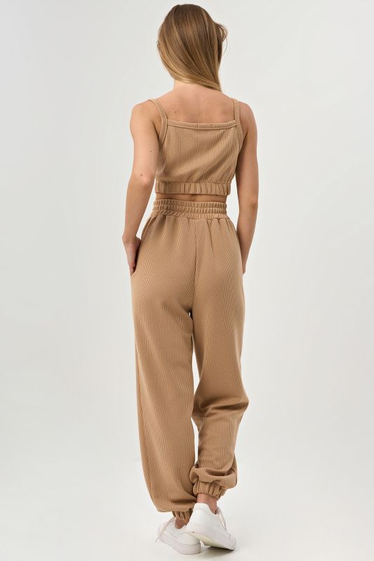 Textured jersey pants beige