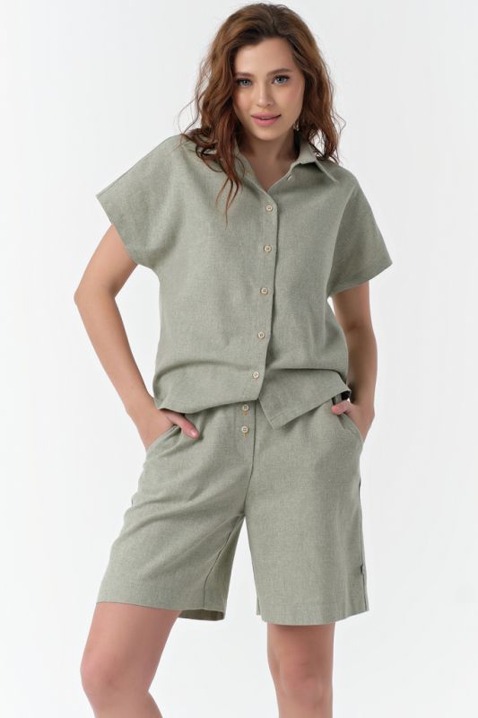 Sage cotton summer suit with shorts