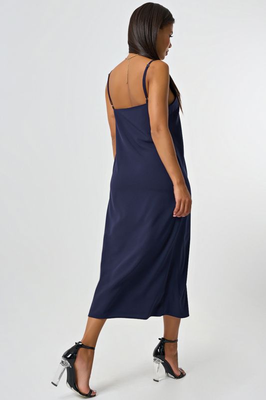 Lingerie-style flowing combination dress in navy blue