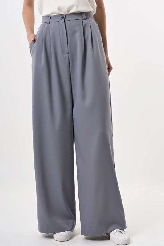 Pants palazzo with high waist gray