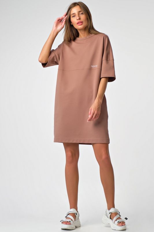 Milk chocolate jersey oversize t-shirt dress