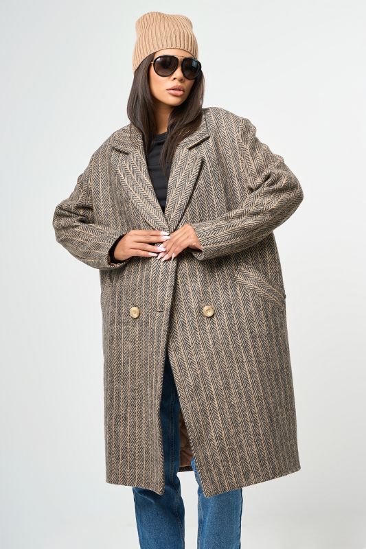 Beige long wool coat with insulated lining