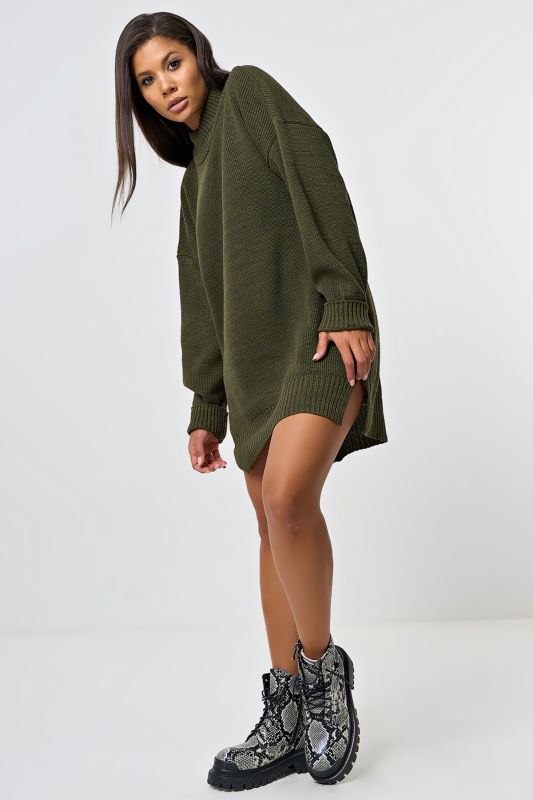 Free silhouette knitted sweater dress khaki melange