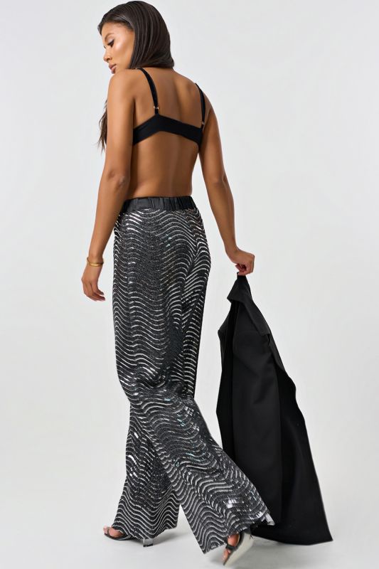 Silver-black dress pants with sequins