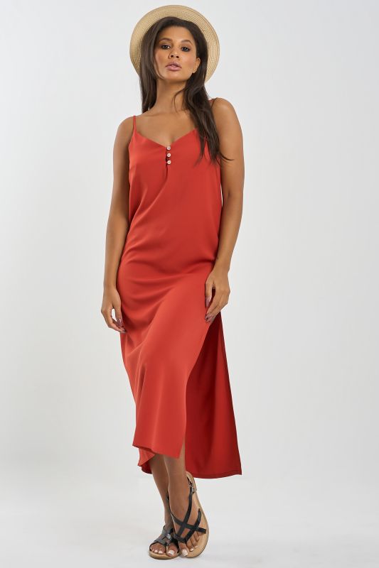 Terracotta high-cut combination dress