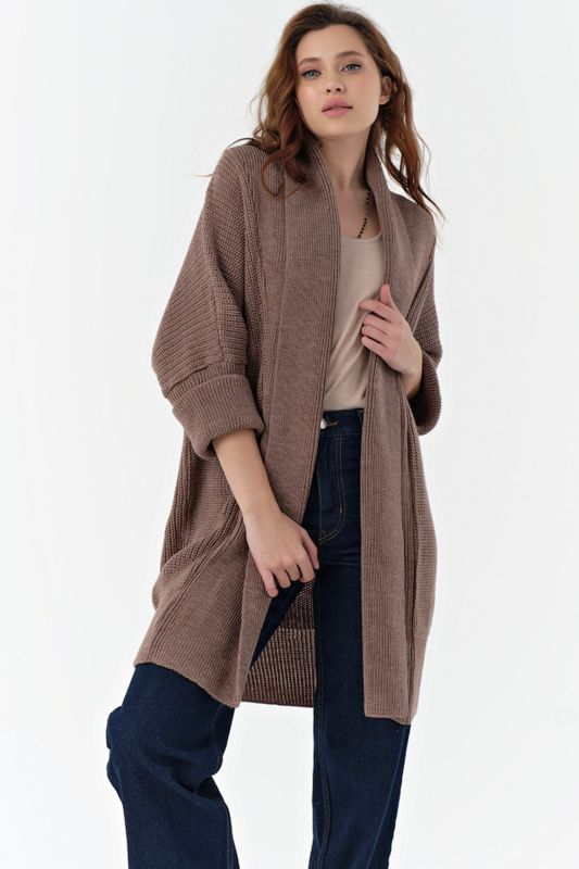 Cardigan knitted voluminous melange melange walnut