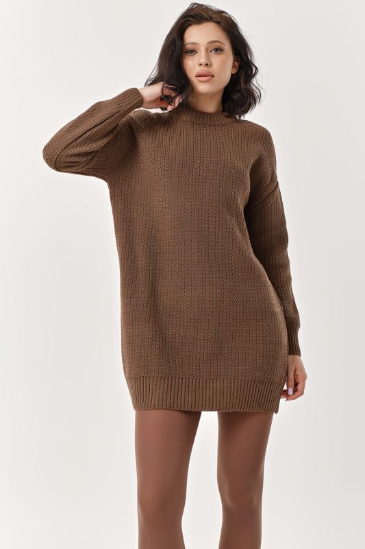 Coffee short wool knitted dress