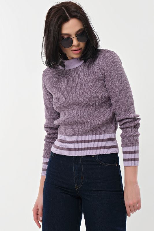 Short sweater with cotton in composition lavender