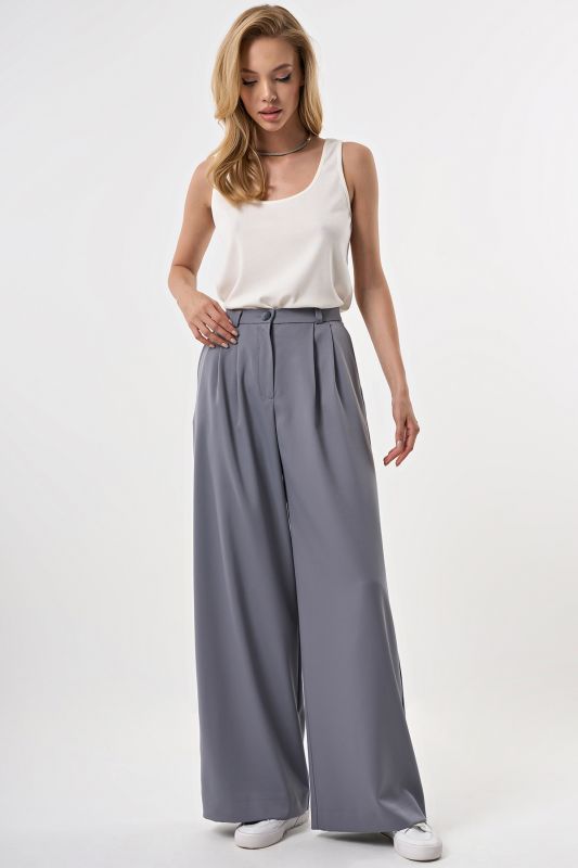 Pants palazzo with high waist gray