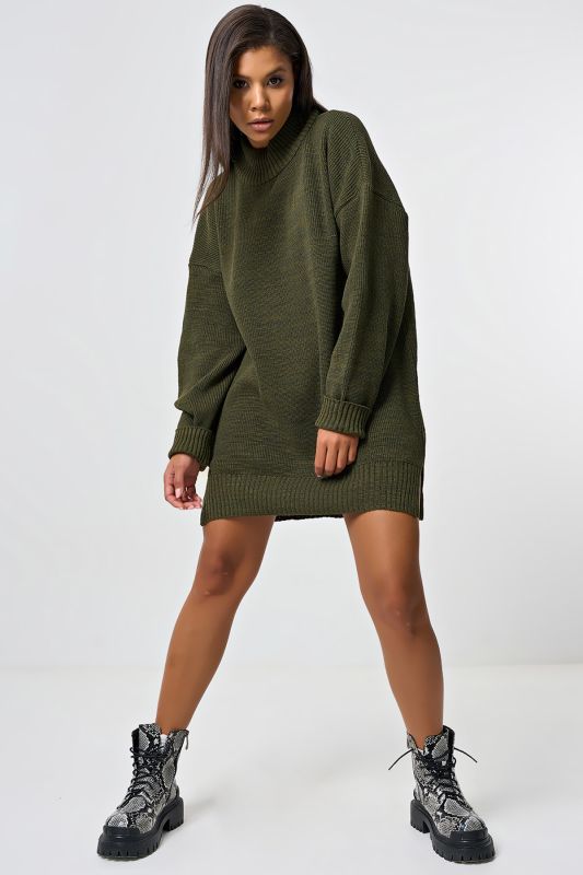 Free silhouette knitted sweater dress khaki melange