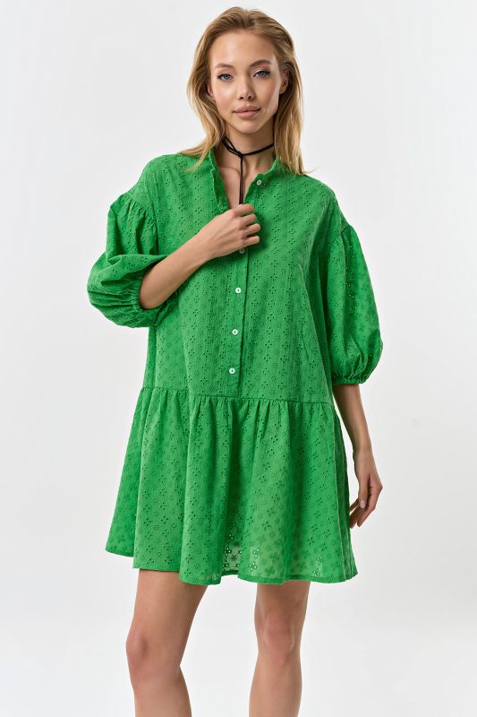 Cotton loose lace summer dress green