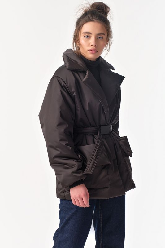 Black demi-seasonal jacket with belt