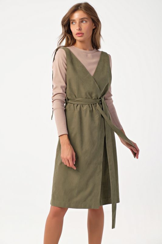 Khaki office flared sundress