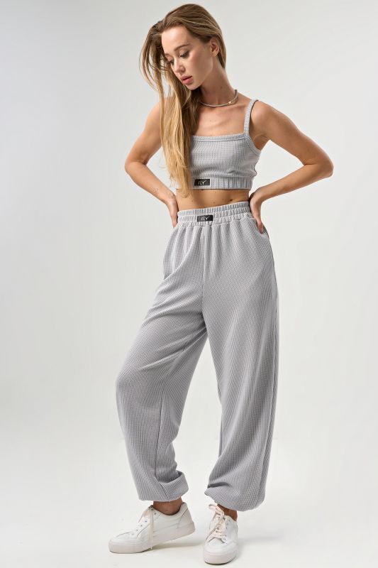 Textured jersey pants gray