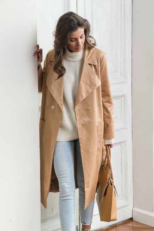 Classic long beige trench