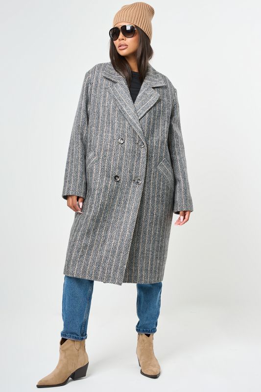 Coat semi-wool straight silhouette with insulated lining gray