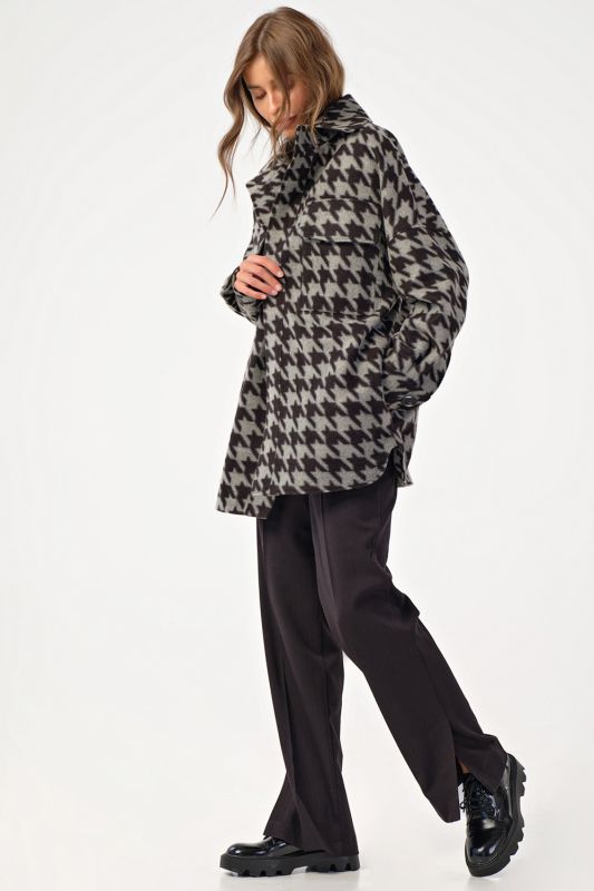 Houndstooth short shirt coat