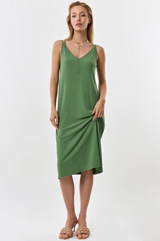 Green knitted summer midi dress