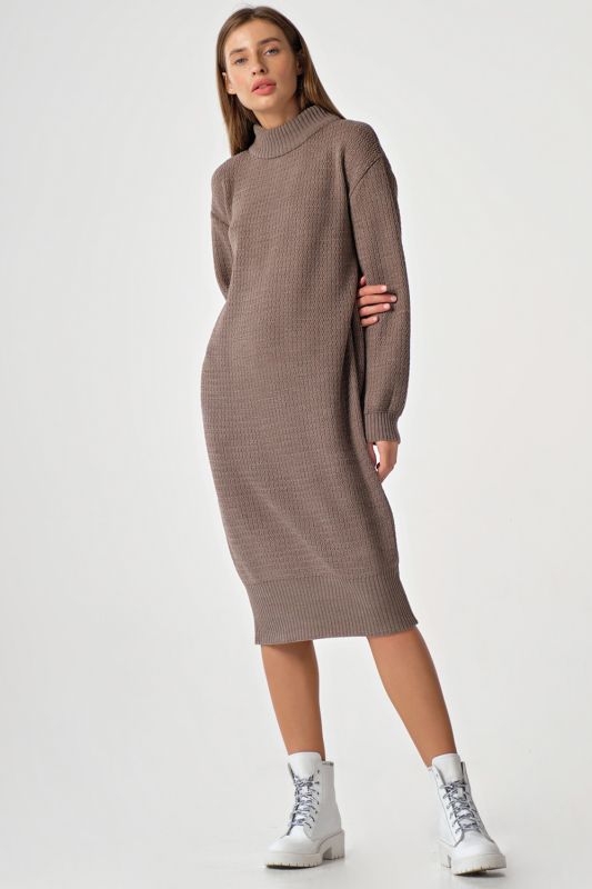 Oversize midi sweater dress in dark beige melange