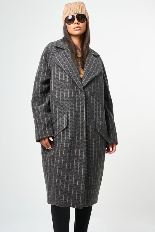 Long wool coat with insulated lining graphite