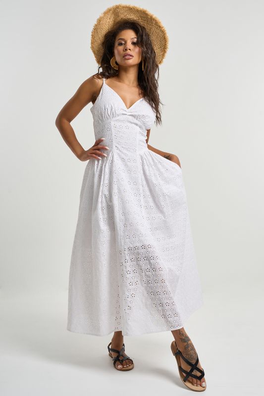 Summer sundress with imitation lace white