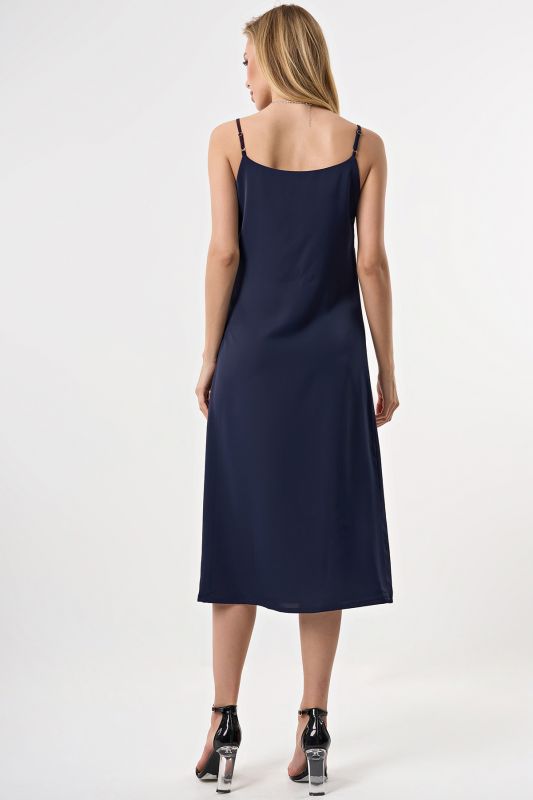 Thin-strapped combination dress in dark blue