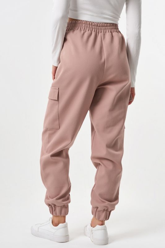 Beige Cotton Tight Cotton Cargo Trousers