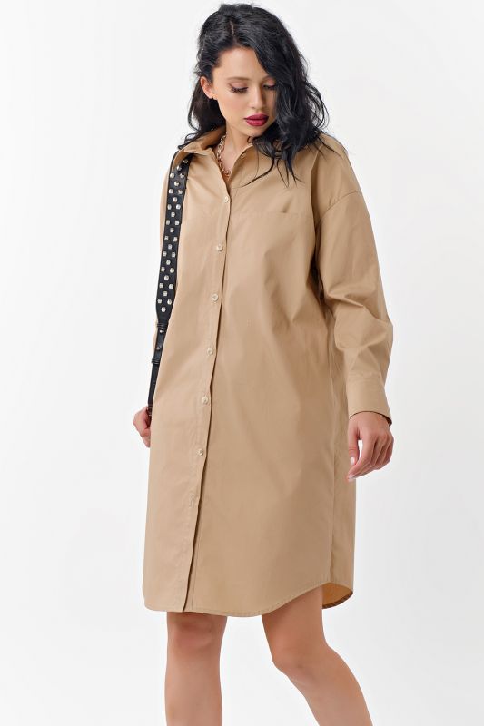 Cotton Shirt Dress Shirt Beige