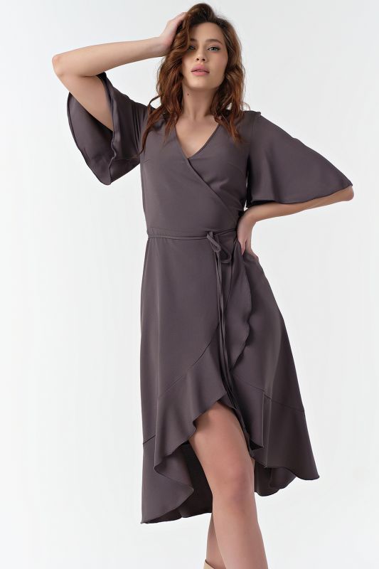 Fit and flounce midi dress in graphite