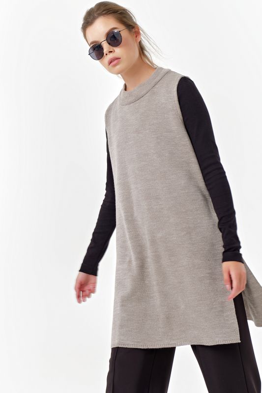 Dress-tunic of free silhouette melange light gray