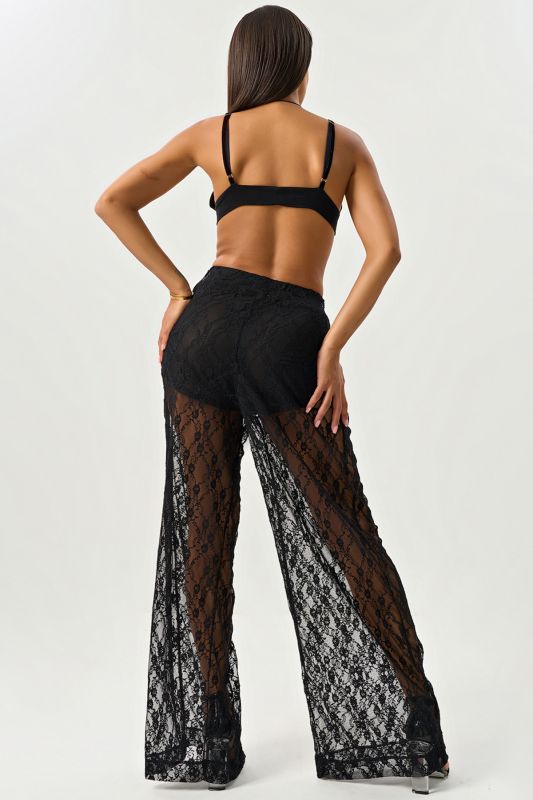 Black lace evening pants