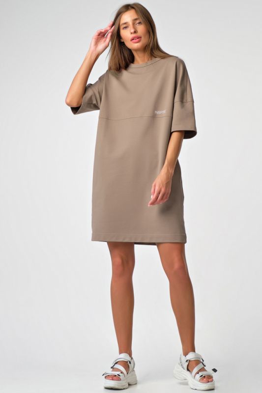 Beige jersey over-size T-shirt dress