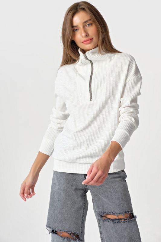 Sweater with high neck white